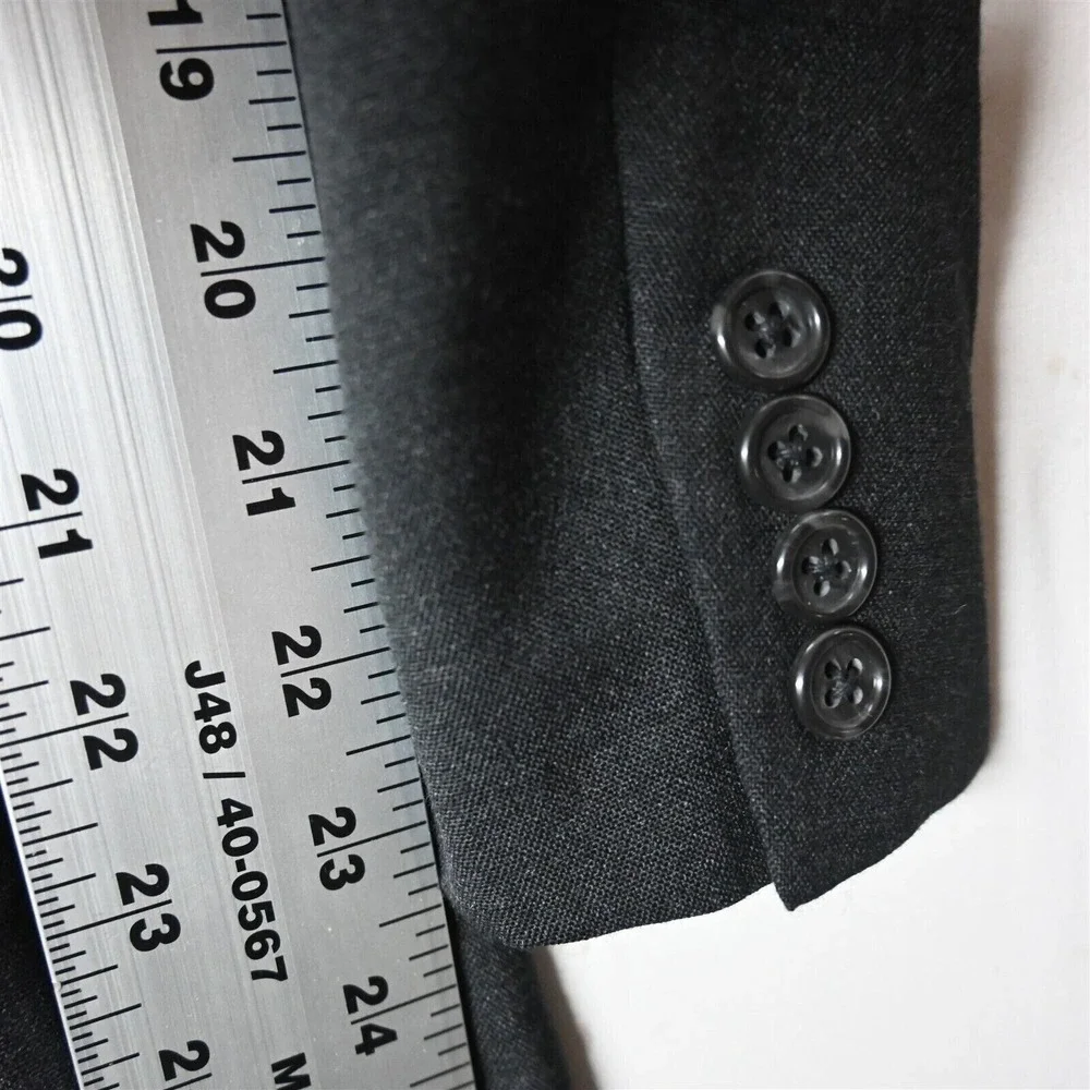 Vtg Neiman Marcus 42R Gray 100% Wool‎ Double Breasted Sport Coat Blazer Jacket